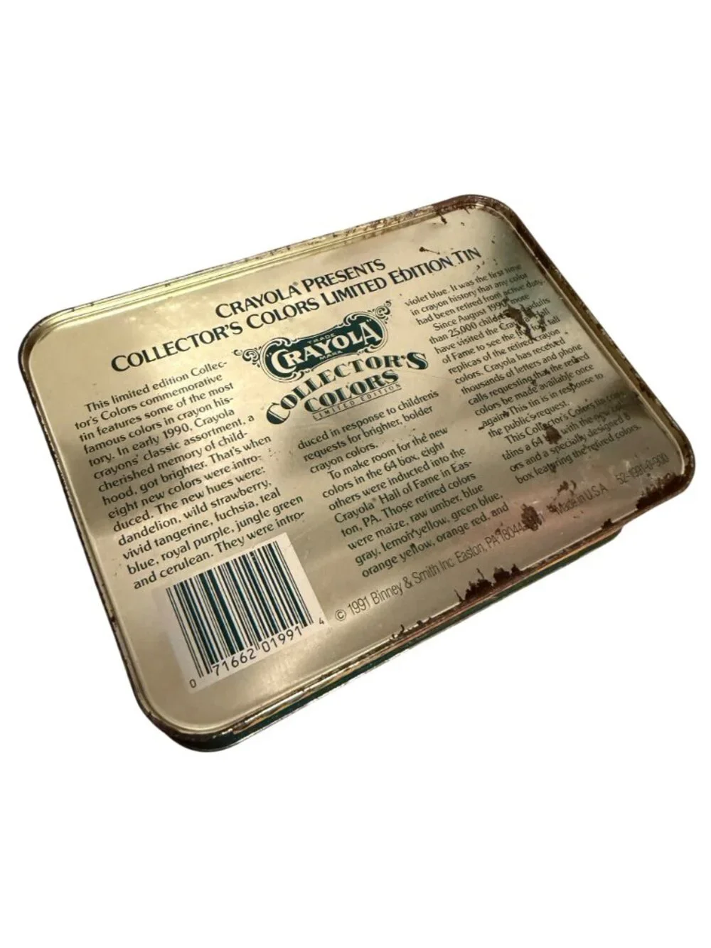 TARNISHED Aged Crayola Collector Tin W Lid Storage Gift Box Limited Edition NO C